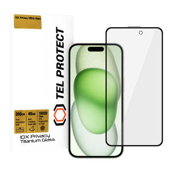 Szkło hartowane Tel Protect 10X Privacy Titanium prywatyzujące antyszpiegowskie do Iphone 15 (koperta)