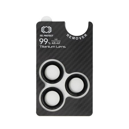 Gehärtetes Glas Carbon Tel Protect Titanium Lens 99% AR zum Schutz der Kameraobjektive für iPhone 16 Pro / 16 Pro Max