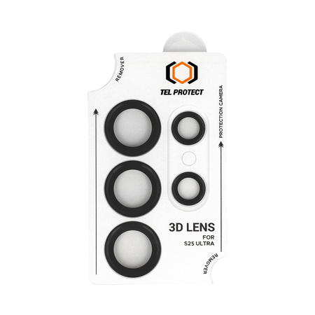 Gehärtetes Glas Tel Protect 3D Lens zum Schutz der Kameraobjektive für Samsung Galaxy S25 Ultra schwarz (Objektiv 5 Stück)