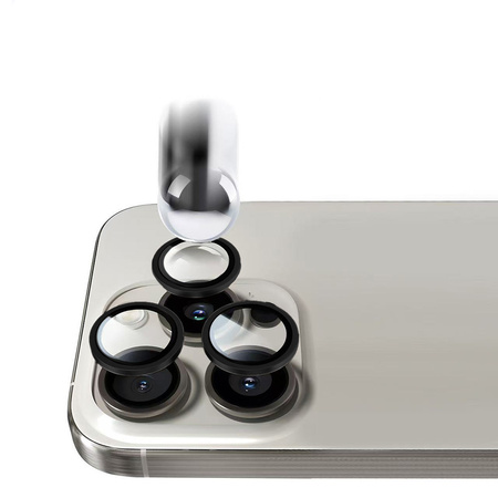 Szkło hartowane Tel Protect Titanium Lens 99% AR na aparat obiektyw kamerę ochronne do Iphone 15/15 Plus czarne