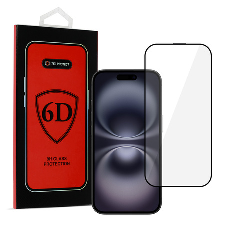 Hartowane szkło Tel Protect Full Glue 6D do IPHONE 16 CZARNE