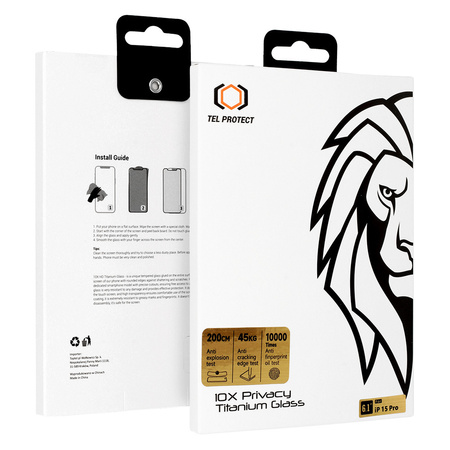 Szkło hartowane Tel Protect 10X Privacy Titanium prywatyzujące antyszpiegowskie do Iphone 14 Pro Max