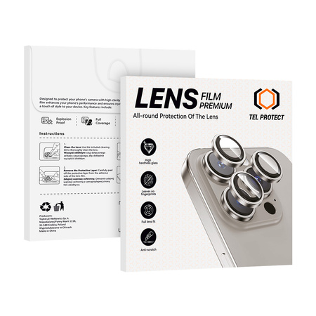 Szkło hartowane Tel Protect 3D Lens na aparat obiektyw kamerę ochronne do Iphone 14 Pro/14 Pro Max czarne (obiektyw 3 sztuki)
