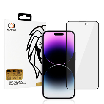 Szkło hartowane Tel Protect 10X Privacy Titanium prywatyzujące antyszpiegowskie do Iphone 14 Pro
