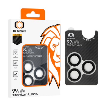 Szkło hartowane Carbon Tel Protect Titanium Lens 99% AR na aparat obiektyw kamerę ochronne do iPhone 15 Pro / 15 Pro Max