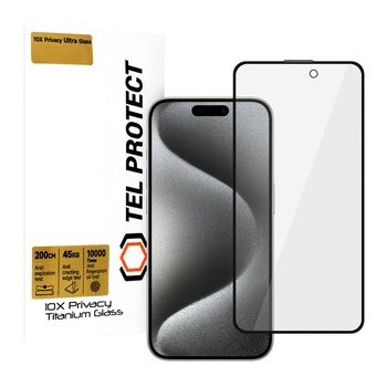 Hartowane szkło Tel Protect 10X Privacy Titanium do Iphone 15 Pro Max (koperta)