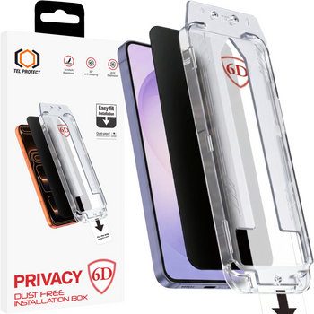 Hartowane szkło Tel Protect Dust-Free Easy Fit Privacy Full Glue 6D do Samsung Galaxy S26 Ultra czarne (with fingerprint unlock)