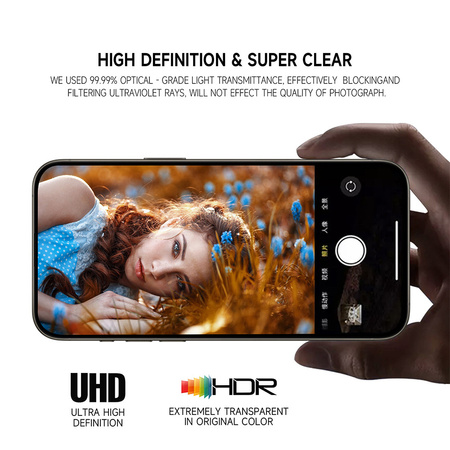 Szkło hartowane Tel Protect 3D Lens na aparat obiektyw kamerę ochronne do Iphone 15/15 Plus czarne (obiektyw 2 sztuki)