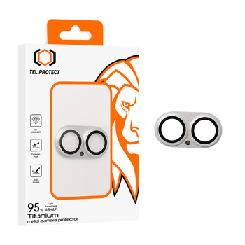 Hartowane szkło Tel Protect 95% AR+AF Full Metal Camera Protector na aparat do Iphone 17 srebrne (wyspa)