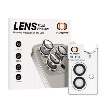 Szkło hartowane Tel Protect 3D Lens na aparat obiektyw kamerę ochronne do Iphone 16/16 Plus czarne (obiektyw 2 sztuki)