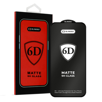 Hartowane szkło Tel Protect Full Glue 6D Matte do Iphone 15 Pro Max Czarne