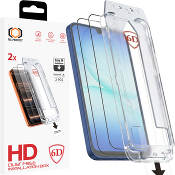Hartowane szkło Tel Protect Dust-Free Easy Fit Full Glue 6D do Samsung Galaxy A16 4G/5G czarne - 2 sztuki