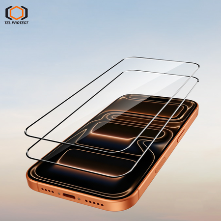 Hartowane szkło Tel Protect Dust-Free Easy Fit Full Glue 6D do Iphone 15 Pro Max czarne - 2 sztuki