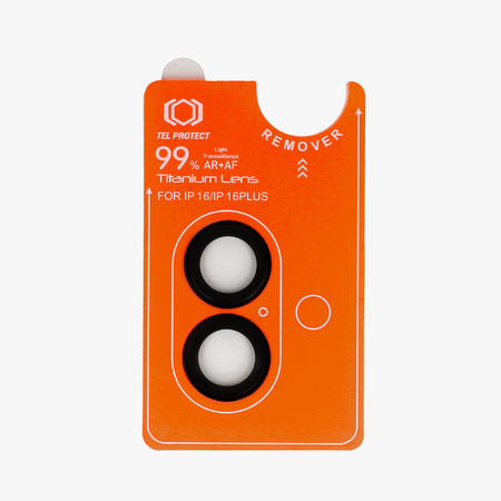 Szkło hartowane Tel Protect Titanium Lens 99% AR na aparat obiektyw kamerę ochronne do Iphone 16/16 Plus czarne