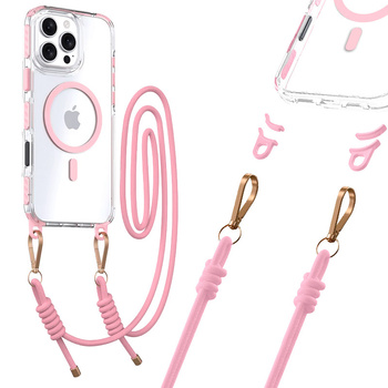 Tel Protect Strap Clear Case do Iphone 16 Pro różowy