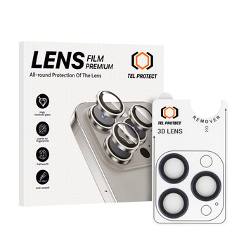 Szkło hartowane Tel Protect 3D Lens na aparat obiektyw kamerę ochronne do Iphone 14 Pro/14 Pro Max fioletowe (obiektyw 3 sztuki)