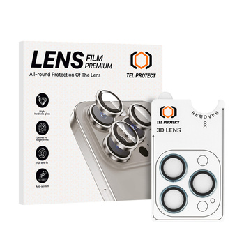 Szkło hartowane Tel Protect 3D Lens na aparat obiektyw kamerę ochronne do Iphone 13 Pro/13 Pro Max niebieskie (obiektyw 3 sztuki)