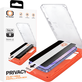 Hartowane szkło Tel Protect Dust-Free Easy Fit Privacy Titan do Samsung Galaxy S26 Plus czarne (with fingerprint unlock)