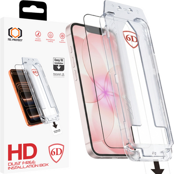 Hartowane szkło Tel Protect Dust-Free Easy Fit Full Glue 6D do Iphone 13/13 Pro/16E/17E czarne