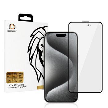 Gehärtetes Glas Tel Protect 10X Privacy Titanium mit Blickschutz (Anti-Spy) für Iphone 16 Pro Max