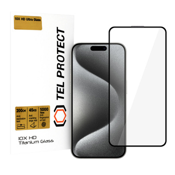 Szkło hartowane Tel Protect 10X HD Titanium ochrona ekranu wyświetlacza do Iphone 15 Pro (koperta)