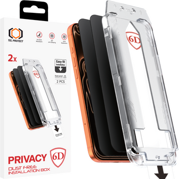 Hartowane szkło Tel Protect Dust-Free Easy Fit Privacy Full Glue 6D do Iphone 17 Pro Max czarne - 2 sztuki