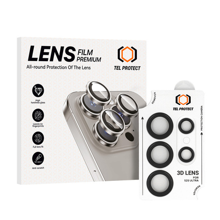 Szkło hartowane Tel Protect 3D Lens na aparat obiektyw kamerę ochronne do Samsung Galaxy S25 Ultra czarne (obiektyw 5 sztuk)