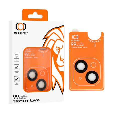 Szkło hartowane Tel Protect Titanium Lens 99% AR na aparat obiektyw kamerę ochronne do Iphone 15/15 Plus czarne