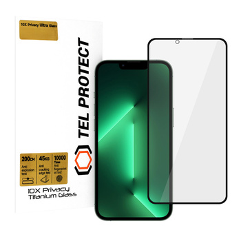 Szkło hartowane Tel Protect 10X Privacy Titanium prywatyzujące antyszpiegowskie do Iphone 13/13 Pro/16e (koperta)