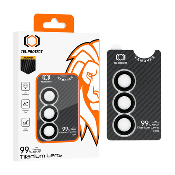 Gehärtetes Glas Carbon Tel Protect Titanium Lens 99% AR zum Schutz der Kameraobjektive Samsung Galaxy S25