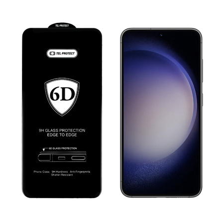 Hartowane szkło Tel Protect Full Glue 6D do SAMSUNG GALAXY S22/S23 CZARNE (with fingerprint unlock)