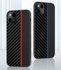 Tel Protect CARBON Case do Iphone 13 Pro Czarny z niebieskim paskiem