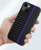 Tel Protect CARBON Case do Iphone 13 Pro Czarny z niebieskim paskiem