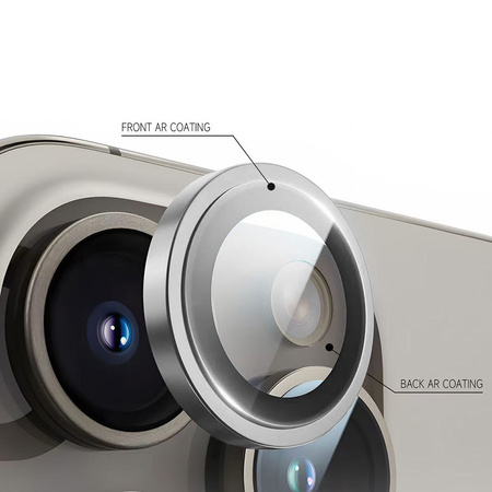 Gehärtetes Glas Tel Protect Titanium Lens 99% AR zum Schutz der Kameraobjektive für Iphone 15/15 Plus transparent