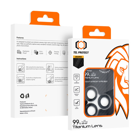 Szkło hartowane Carbon Tel Protect Titanium Lens 99% AR na aparat obiektyw kamerę ochronne Samsung Galaxy S25 Plus