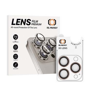 Szkło hartowane Tel Protect 3D Lens na aparat obiektyw kamerę ochronne do Iphone 17 Pro/17 Pro Max tytan (obiektyw 3 sztuki)