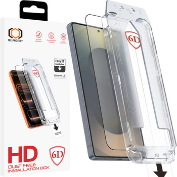 Hartowane szkło Tel Protect Dust-Free Easy Fit Full Glue 6D do Samsung Galaxy S25 czarne (with fingerprint unlock)