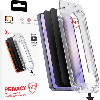 Hartowane szkło Tel Protect Dust-Free Easy Fit Privacy Full Glue 6D do Samsung Galaxy S26 Ultra czarne (with fingerprint unlock) - 2 sztuki