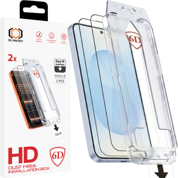 Hartowane szkło Tel Protect Dust-Free Easy Fit Full Glue 6D do Samsung Galaxy S25 czarne (with fingerprint unlock) - 2 sztuki