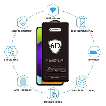 Gehärtetes Glas Tel Protect Full Glue 6D für SAMSUNG GALAXY A14 4G/5G schwarz
