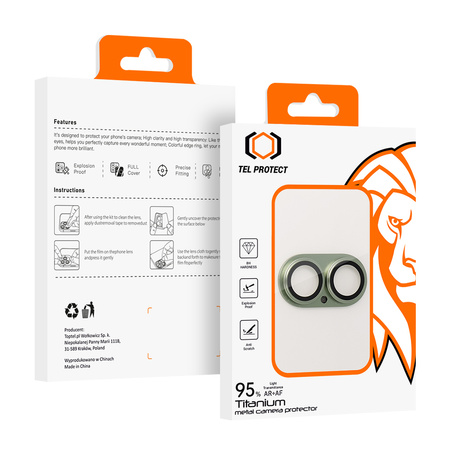 Hartowane szkło Tel Protect 95% AR+AF Full Metal Camera Protector na aparat do Iphone 17 zielone (wyspa)