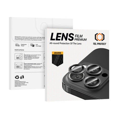 Hartowane szkło Tel Protect 3D Lens Aramid Series na aparat do Samsung Galaxy S25 Ultra (obiektyw 5 sztuk)
