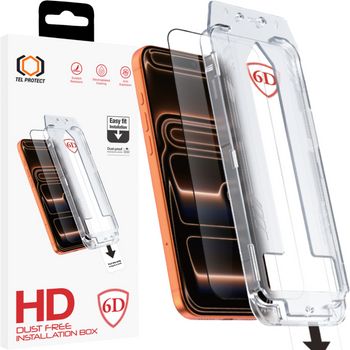 Hartowane szkło Tel Protect Dust-Free Easy Fit Full Glue 6D do Iphone 17 Pro Max czarne