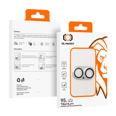Gehärtetes Glas Tel Protect 95% AR+AF Full Metal Camera Protector Kameraschutz für Iphone 17 silber (Kamerainsel)